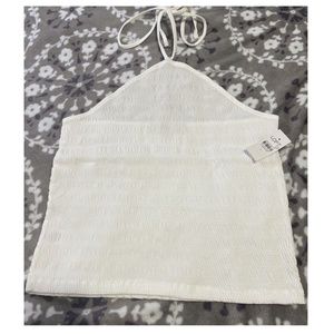 Loft Beatrice White Smocked Halter Top Size Large